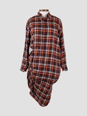 JUNYA WATANABE COMME des GARCONS A/W 2011 Brown Mix Plaid Shifted Shirt Dress
